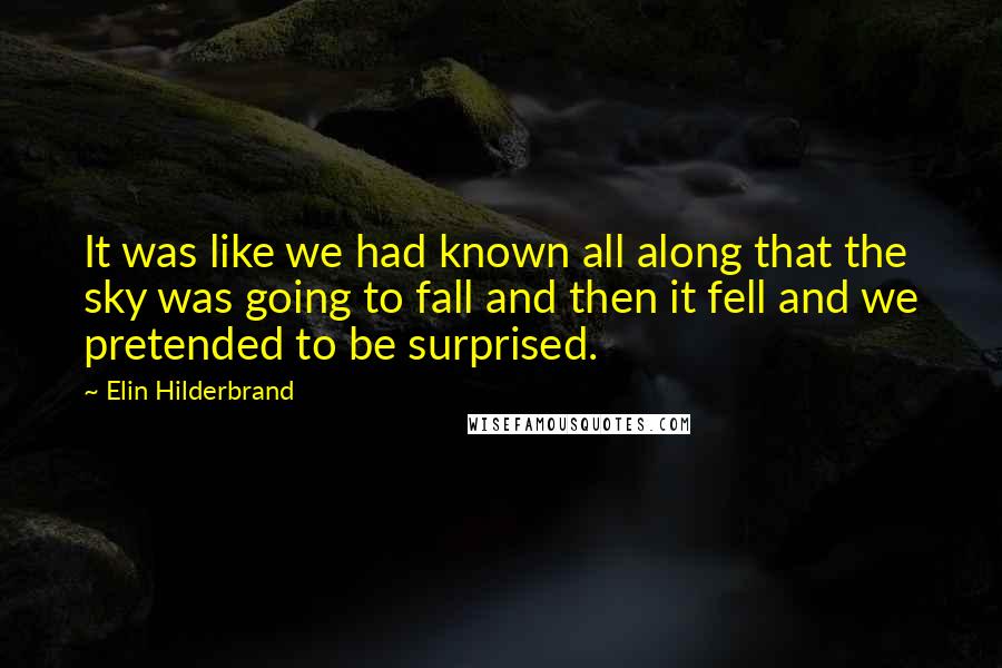 Elin Hilderbrand Quotes: It was like we had known all along that the sky was going to fall and then it fell and we pretended to be surprised.