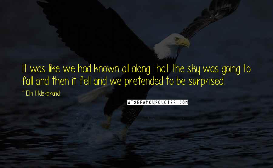 Elin Hilderbrand Quotes: It was like we had known all along that the sky was going to fall and then it fell and we pretended to be surprised.