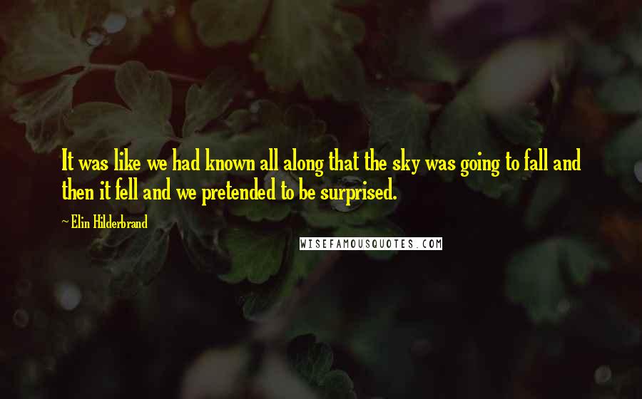 Elin Hilderbrand Quotes: It was like we had known all along that the sky was going to fall and then it fell and we pretended to be surprised.