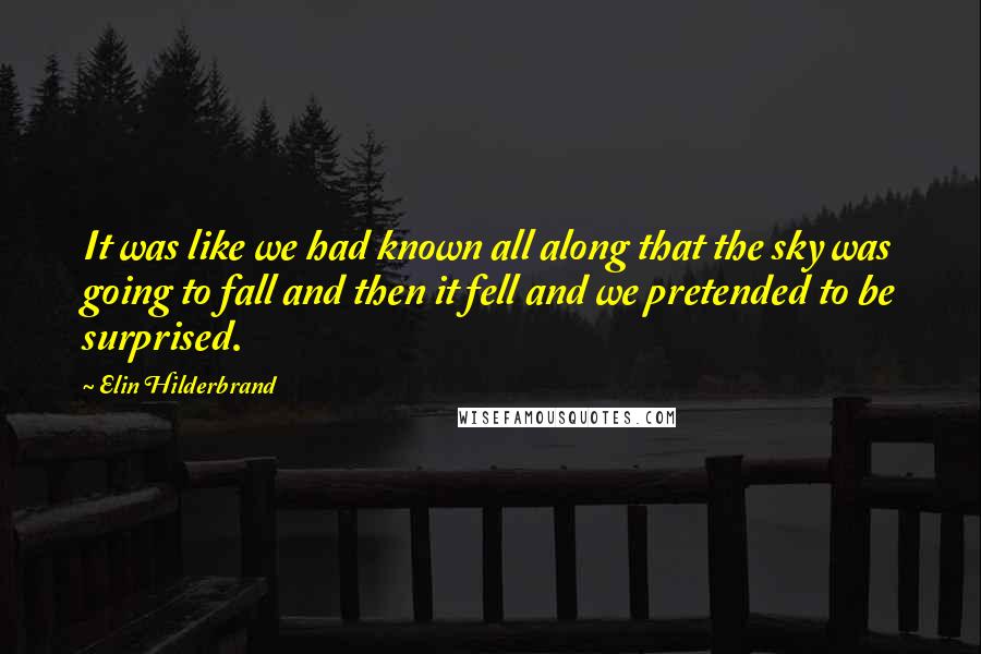 Elin Hilderbrand Quotes: It was like we had known all along that the sky was going to fall and then it fell and we pretended to be surprised.