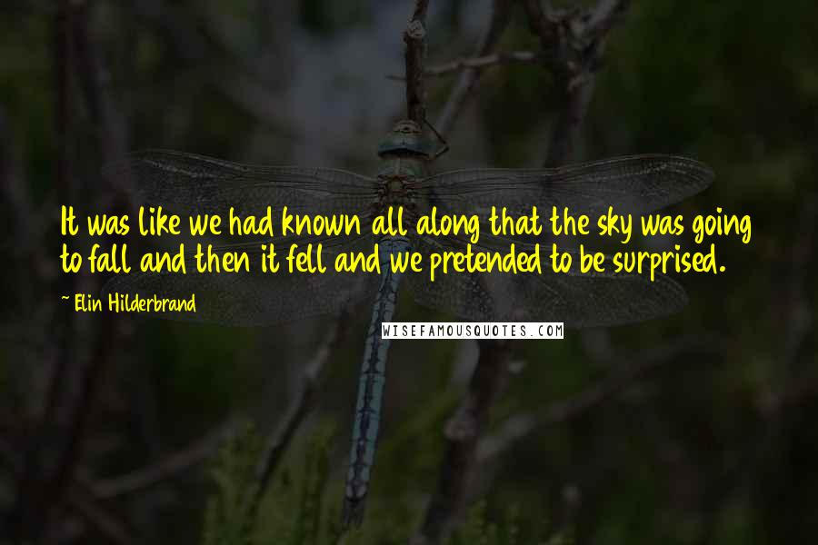 Elin Hilderbrand Quotes: It was like we had known all along that the sky was going to fall and then it fell and we pretended to be surprised.