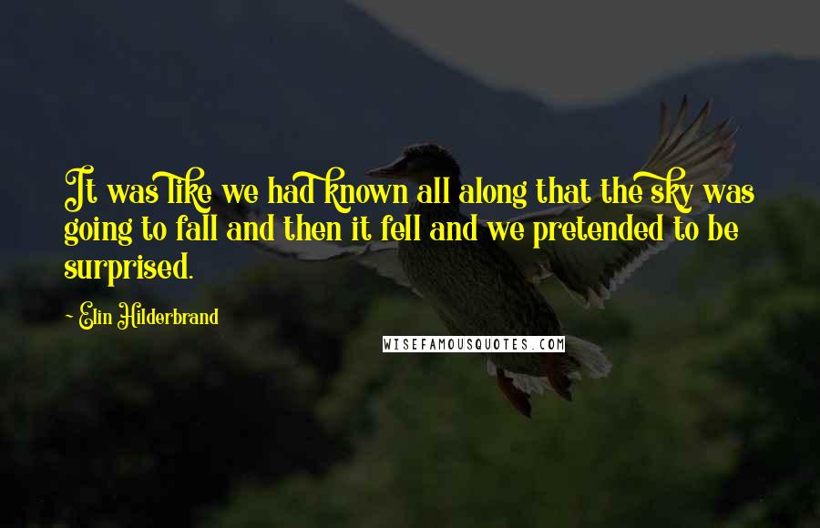 Elin Hilderbrand Quotes: It was like we had known all along that the sky was going to fall and then it fell and we pretended to be surprised.