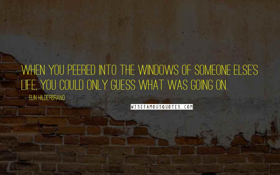 Elin Hilderbrand Quotes: When you peered into the windows of someone else's life, you could only guess what was going on.