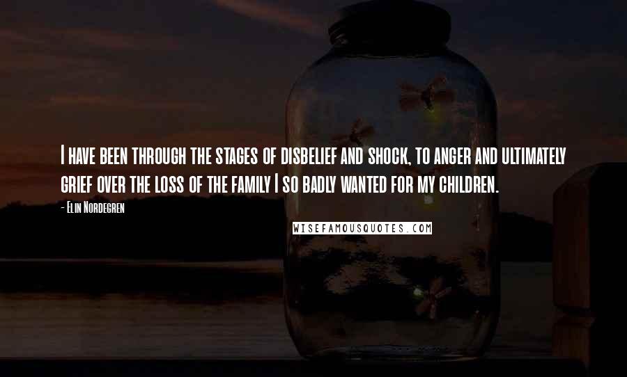 Elin Nordegren Quotes: I have been through the stages of disbelief and shock, to anger and ultimately grief over the loss of the family I so badly wanted for my children.