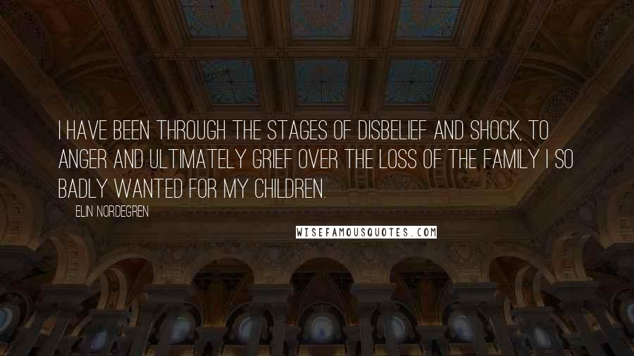 Elin Nordegren Quotes: I have been through the stages of disbelief and shock, to anger and ultimately grief over the loss of the family I so badly wanted for my children.