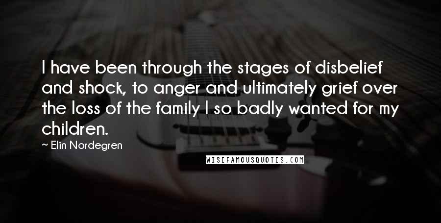 Elin Nordegren Quotes: I have been through the stages of disbelief and shock, to anger and ultimately grief over the loss of the family I so badly wanted for my children.