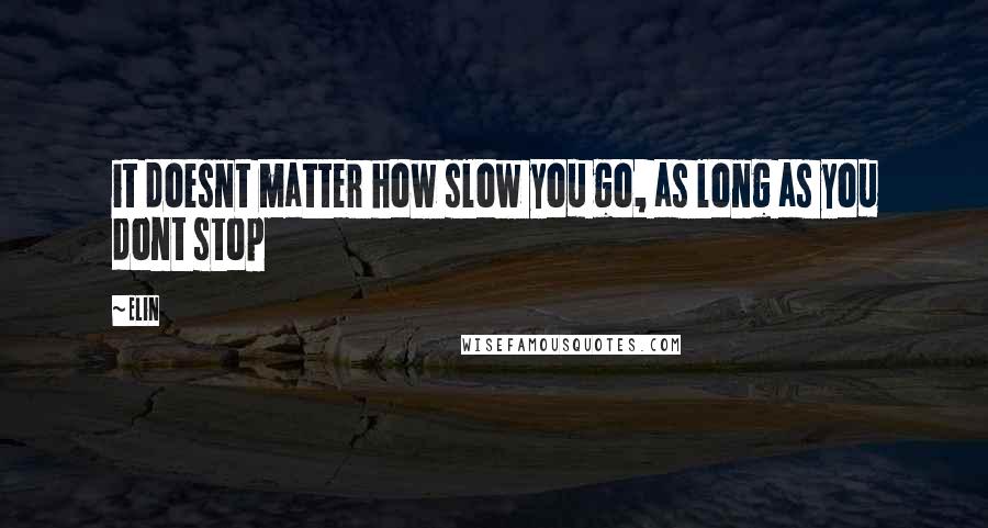 Elin Quotes: it doesnt matter how slow you go, as long as you dont stop