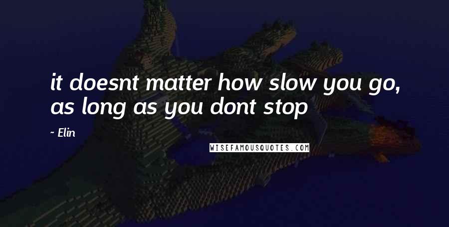 Elin Quotes: it doesnt matter how slow you go, as long as you dont stop