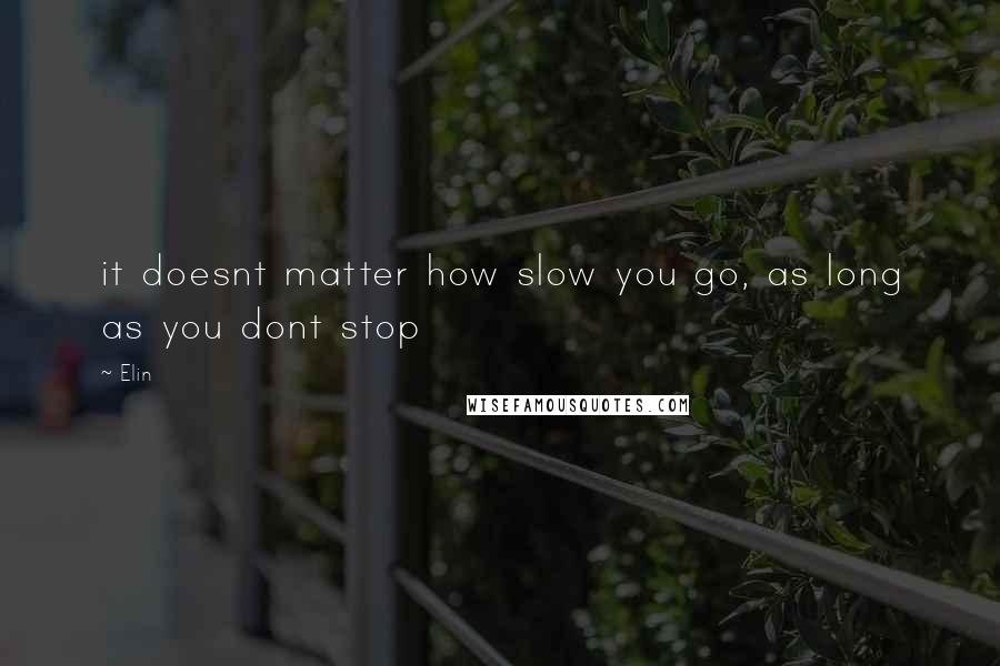 Elin Quotes: it doesnt matter how slow you go, as long as you dont stop