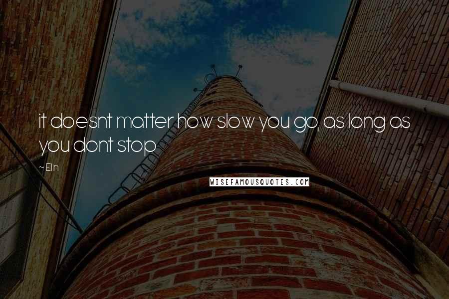 Elin Quotes: it doesnt matter how slow you go, as long as you dont stop