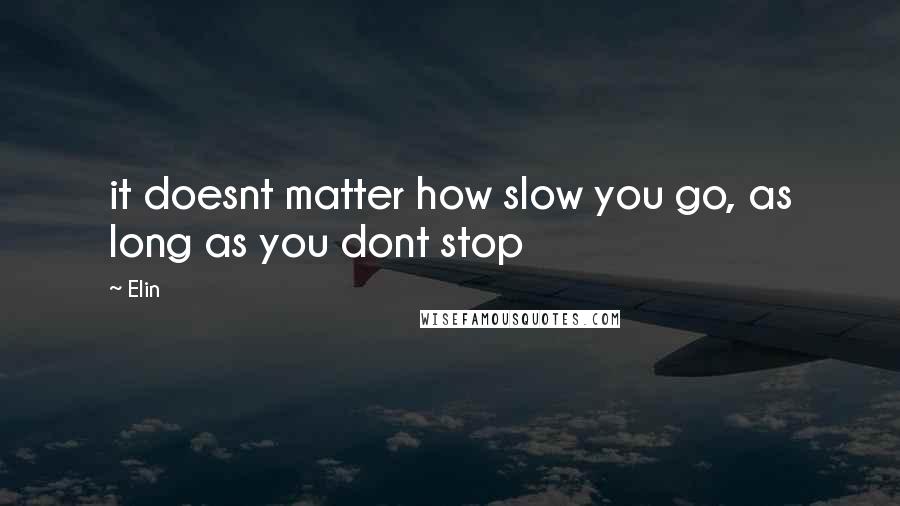 Elin Quotes: it doesnt matter how slow you go, as long as you dont stop