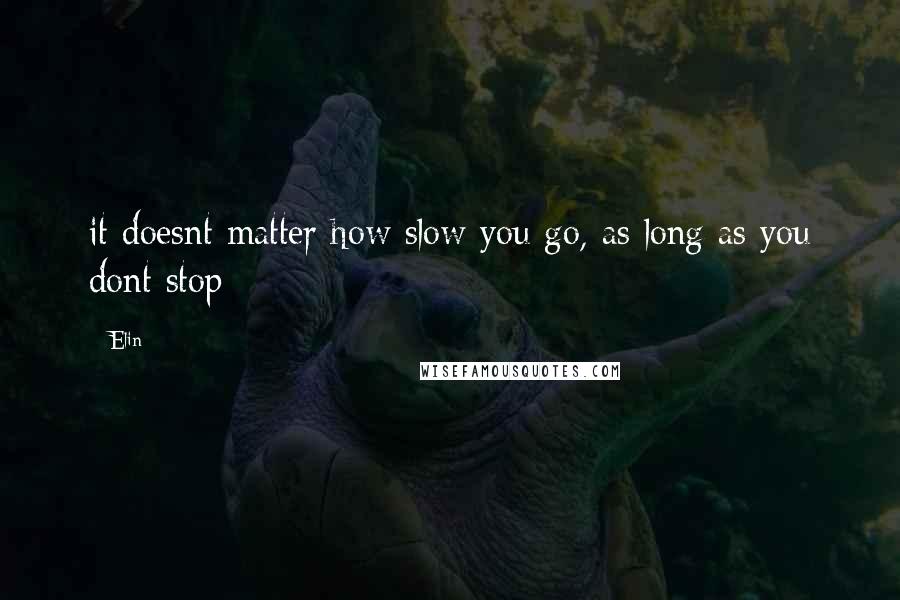 Elin Quotes: it doesnt matter how slow you go, as long as you dont stop