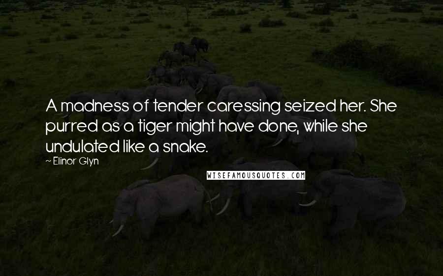 Elinor Glyn Quotes: A madness of tender caressing seized her. She purred as a tiger might have done, while she undulated like a snake.