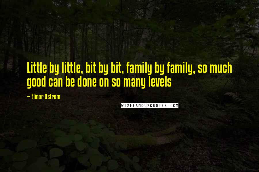 Elinor Ostrom Quotes: Little by little, bit by bit, family by family, so much good can be done on so many levels