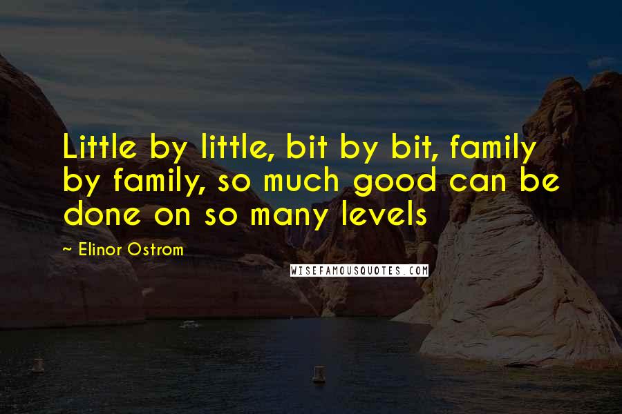 Elinor Ostrom Quotes: Little by little, bit by bit, family by family, so much good can be done on so many levels