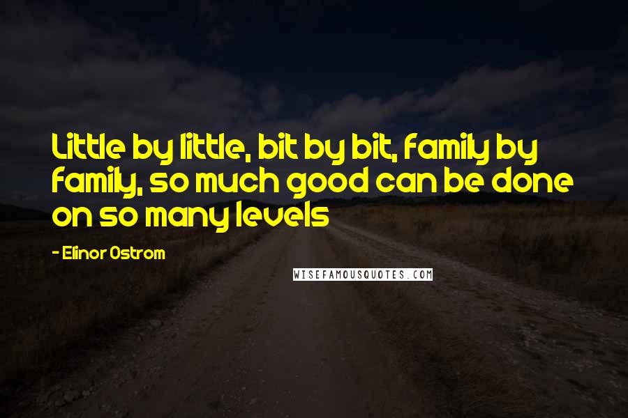 Elinor Ostrom Quotes: Little by little, bit by bit, family by family, so much good can be done on so many levels