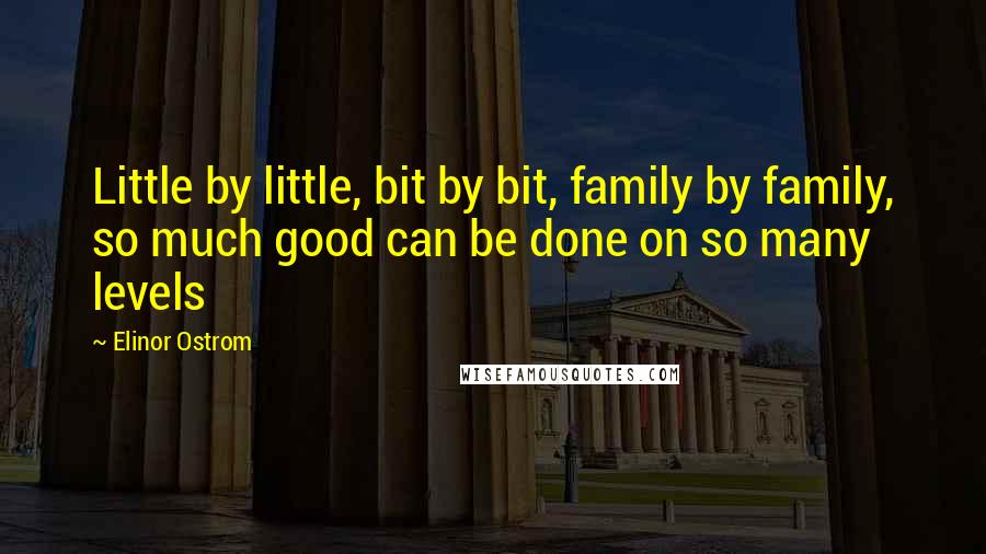 Elinor Ostrom Quotes: Little by little, bit by bit, family by family, so much good can be done on so many levels