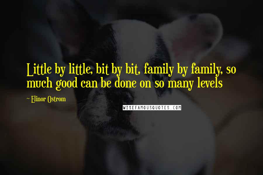 Elinor Ostrom Quotes: Little by little, bit by bit, family by family, so much good can be done on so many levels