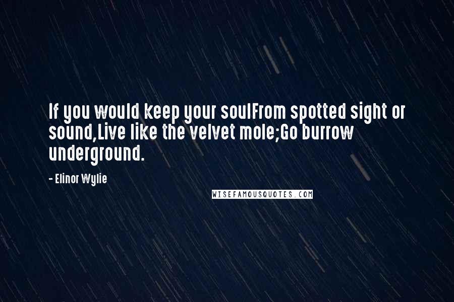 Elinor Wylie Quotes: If you would keep your soulFrom spotted sight or sound,Live like the velvet mole;Go burrow underground.