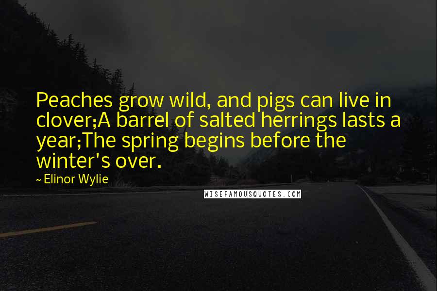 Elinor Wylie Quotes: Peaches grow wild, and pigs can live in clover;A barrel of salted herrings lasts a year;The spring begins before the winter's over.