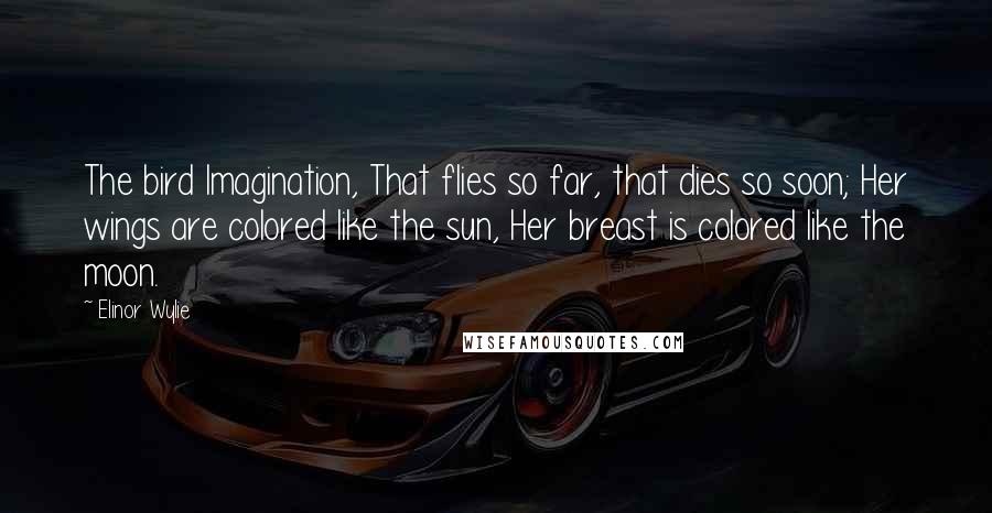 Elinor Wylie Quotes: The bird Imagination, That flies so far, that dies so soon; Her wings are colored like the sun, Her breast is colored like the moon.