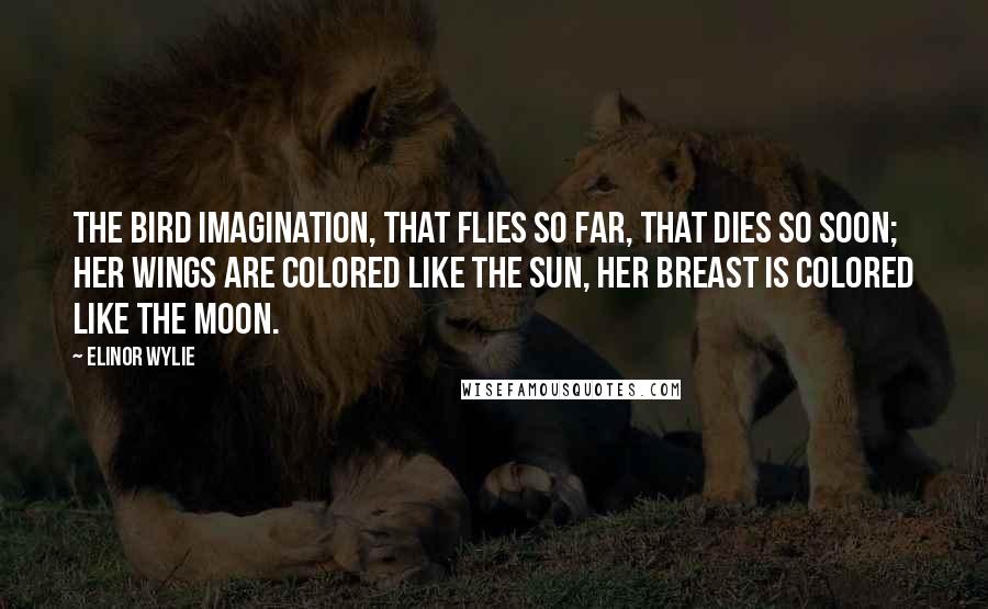 Elinor Wylie Quotes: The bird Imagination, That flies so far, that dies so soon; Her wings are colored like the sun, Her breast is colored like the moon.