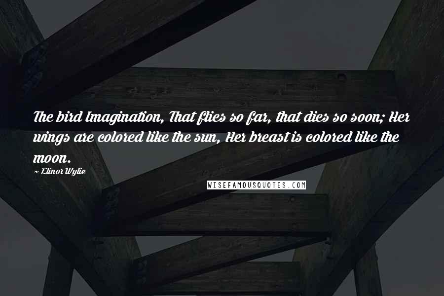 Elinor Wylie Quotes: The bird Imagination, That flies so far, that dies so soon; Her wings are colored like the sun, Her breast is colored like the moon.