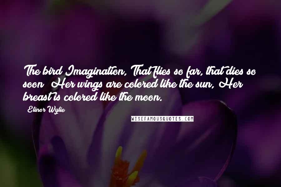 Elinor Wylie Quotes: The bird Imagination, That flies so far, that dies so soon; Her wings are colored like the sun, Her breast is colored like the moon.