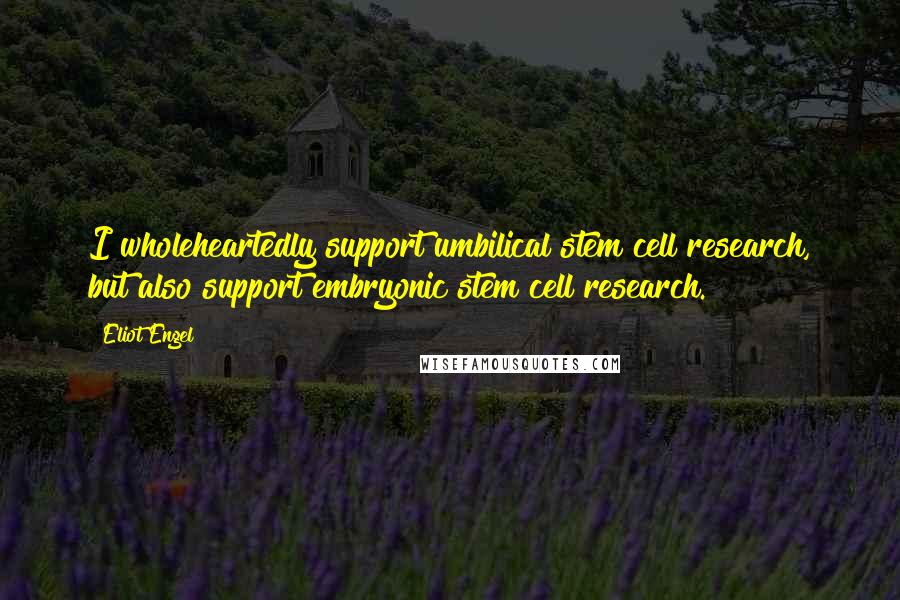 Eliot Engel Quotes: I wholeheartedly support umbilical stem cell research, but also support embryonic stem cell research.