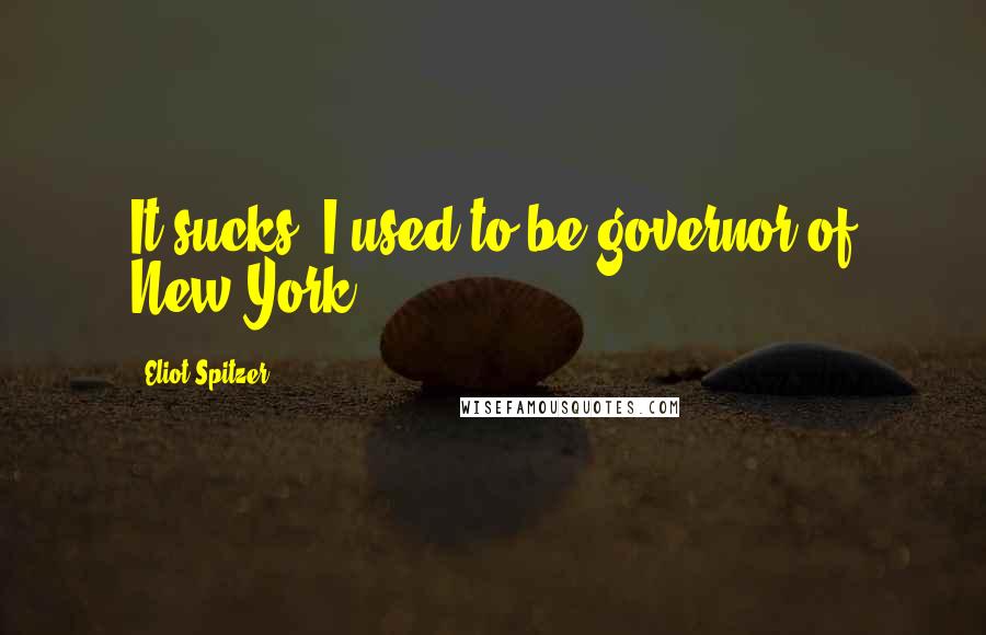 Eliot Spitzer Quotes: It sucks. I used to be governor of New York.