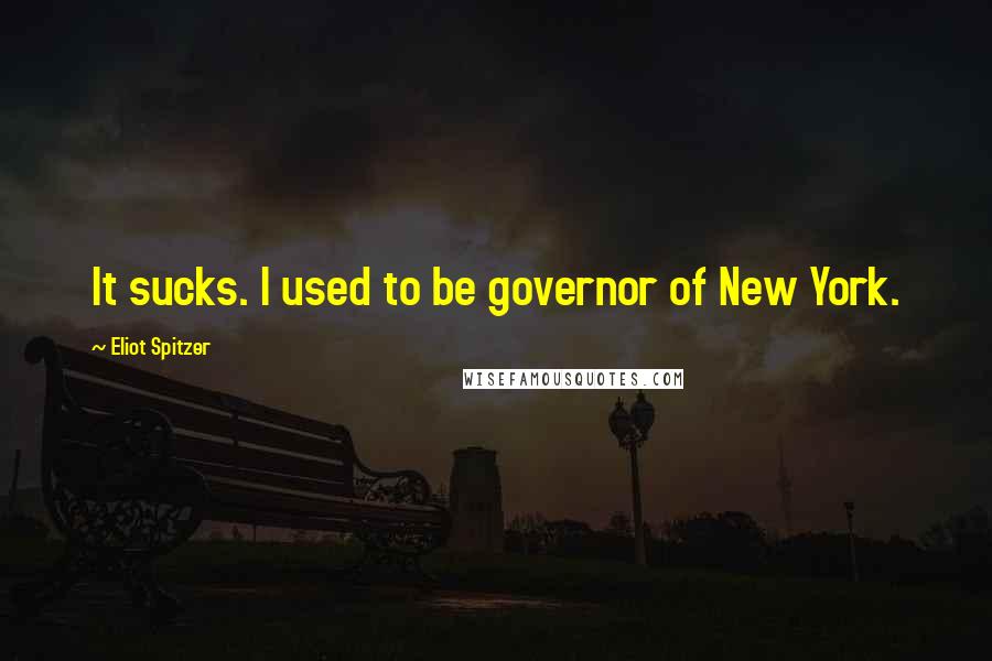 Eliot Spitzer Quotes: It sucks. I used to be governor of New York.