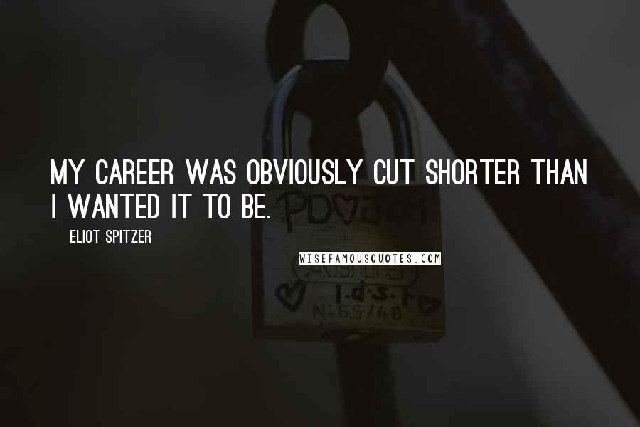 Eliot Spitzer Quotes: My career was obviously cut shorter than I wanted it to be.