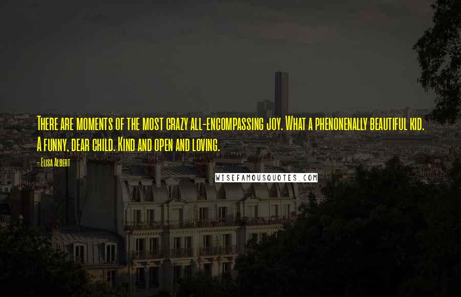 Elisa Albert Quotes: There are moments of the most crazy all-encompassing joy. What a phenonenally beautiful kid. A funny, dear child. Kind and open and loving.