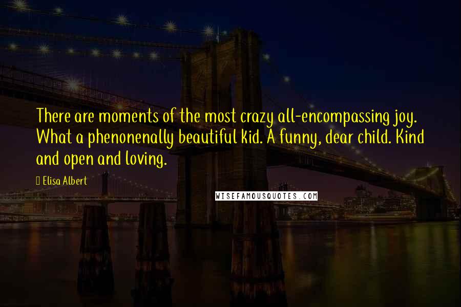 Elisa Albert Quotes: There are moments of the most crazy all-encompassing joy. What a phenonenally beautiful kid. A funny, dear child. Kind and open and loving.