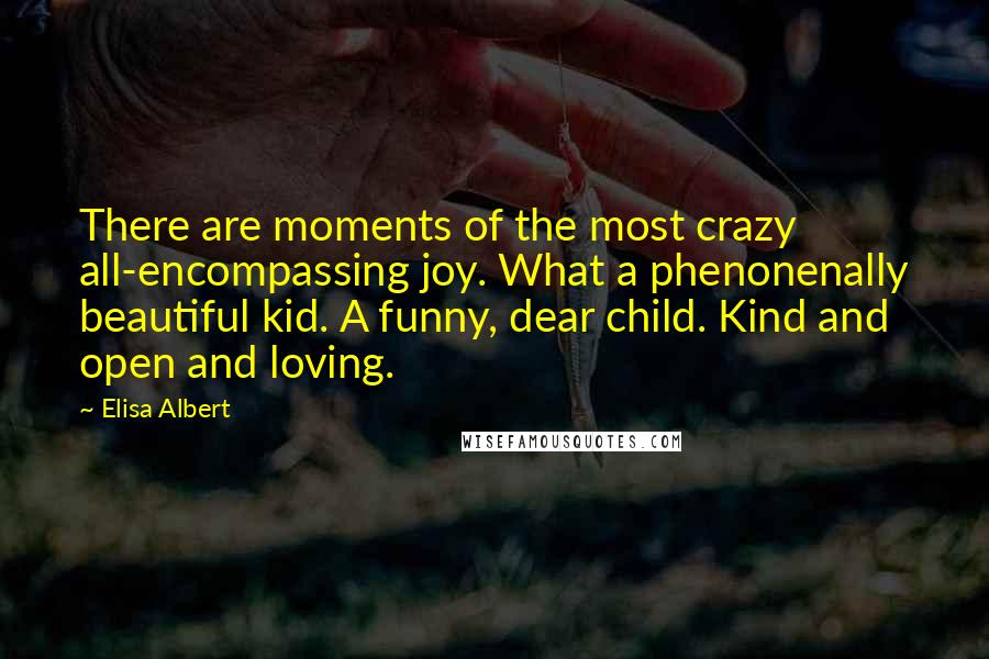 Elisa Albert Quotes: There are moments of the most crazy all-encompassing joy. What a phenonenally beautiful kid. A funny, dear child. Kind and open and loving.