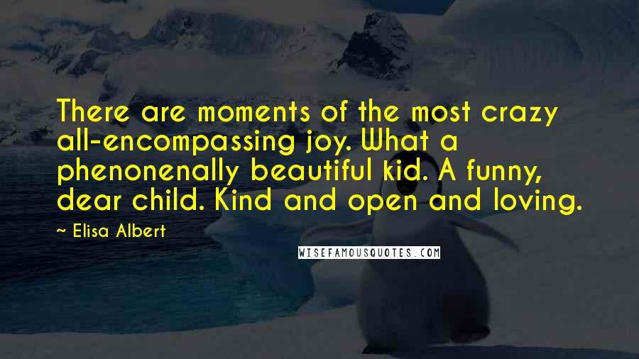 Elisa Albert Quotes: There are moments of the most crazy all-encompassing joy. What a phenonenally beautiful kid. A funny, dear child. Kind and open and loving.