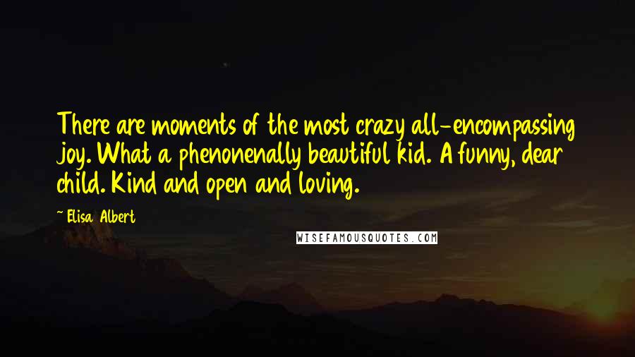 Elisa Albert Quotes: There are moments of the most crazy all-encompassing joy. What a phenonenally beautiful kid. A funny, dear child. Kind and open and loving.