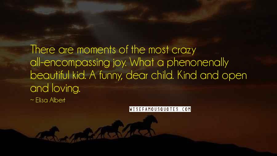 Elisa Albert Quotes: There are moments of the most crazy all-encompassing joy. What a phenonenally beautiful kid. A funny, dear child. Kind and open and loving.