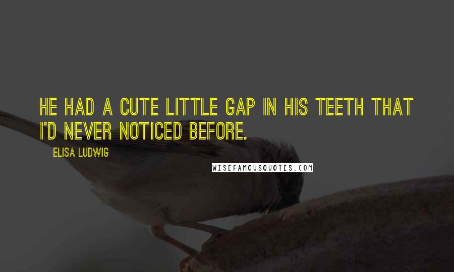 Elisa Ludwig Quotes: He had a cute little gap in his teeth that I'd never noticed before.