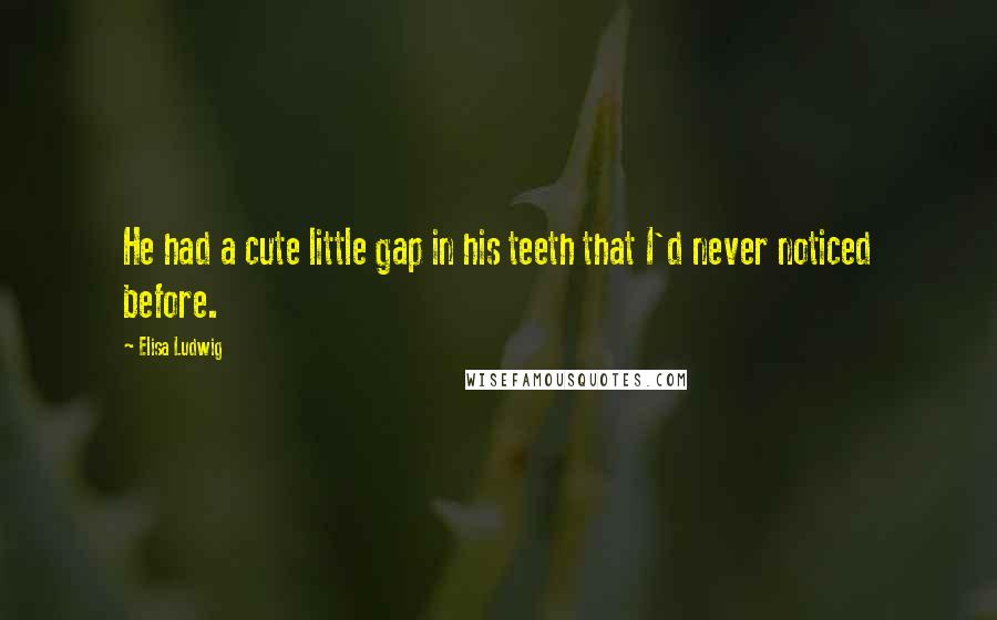 Elisa Ludwig Quotes: He had a cute little gap in his teeth that I'd never noticed before.