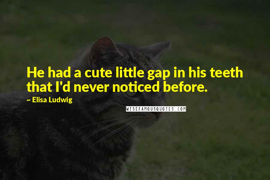 Elisa Ludwig Quotes: He had a cute little gap in his teeth that I'd never noticed before.