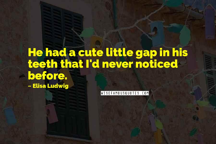 Elisa Ludwig Quotes: He had a cute little gap in his teeth that I'd never noticed before.