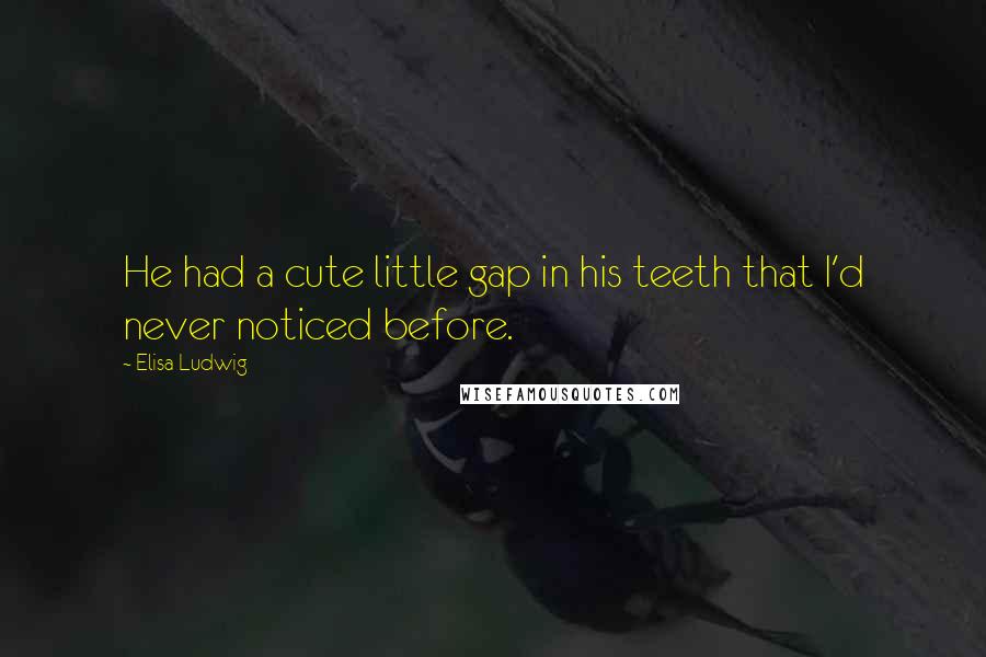 Elisa Ludwig Quotes: He had a cute little gap in his teeth that I'd never noticed before.