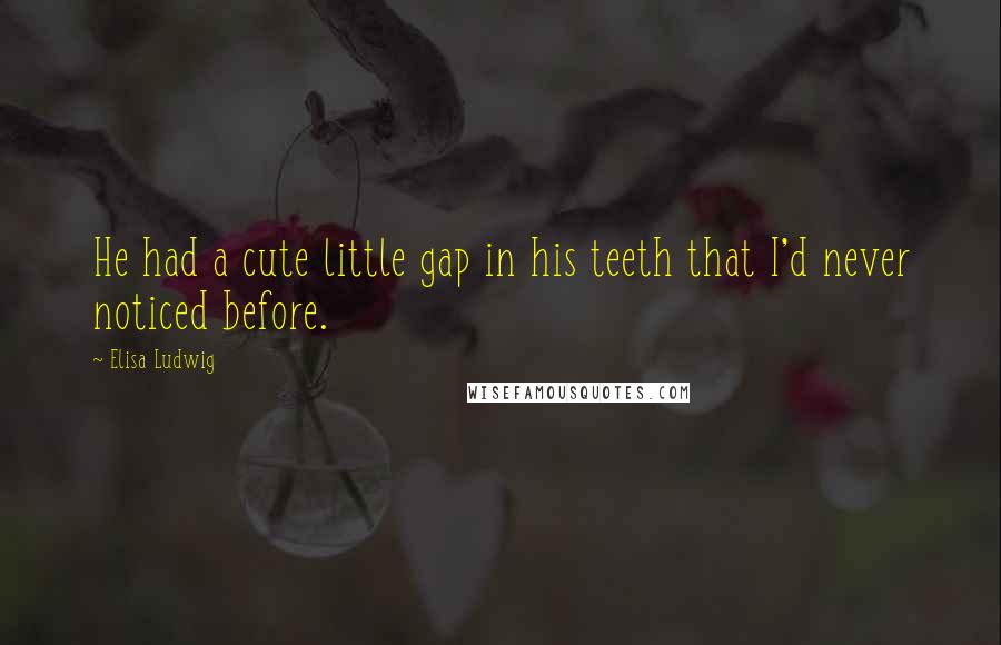 Elisa Ludwig Quotes: He had a cute little gap in his teeth that I'd never noticed before.