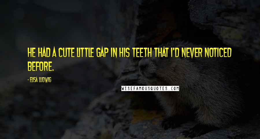 Elisa Ludwig Quotes: He had a cute little gap in his teeth that I'd never noticed before.