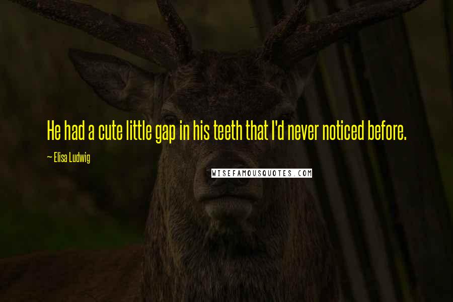 Elisa Ludwig Quotes: He had a cute little gap in his teeth that I'd never noticed before.