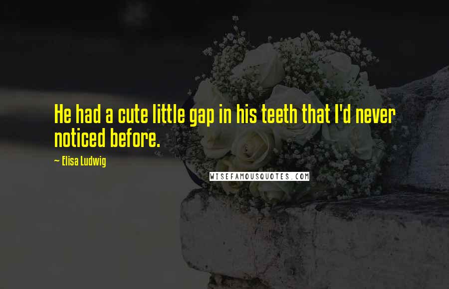 Elisa Ludwig Quotes: He had a cute little gap in his teeth that I'd never noticed before.