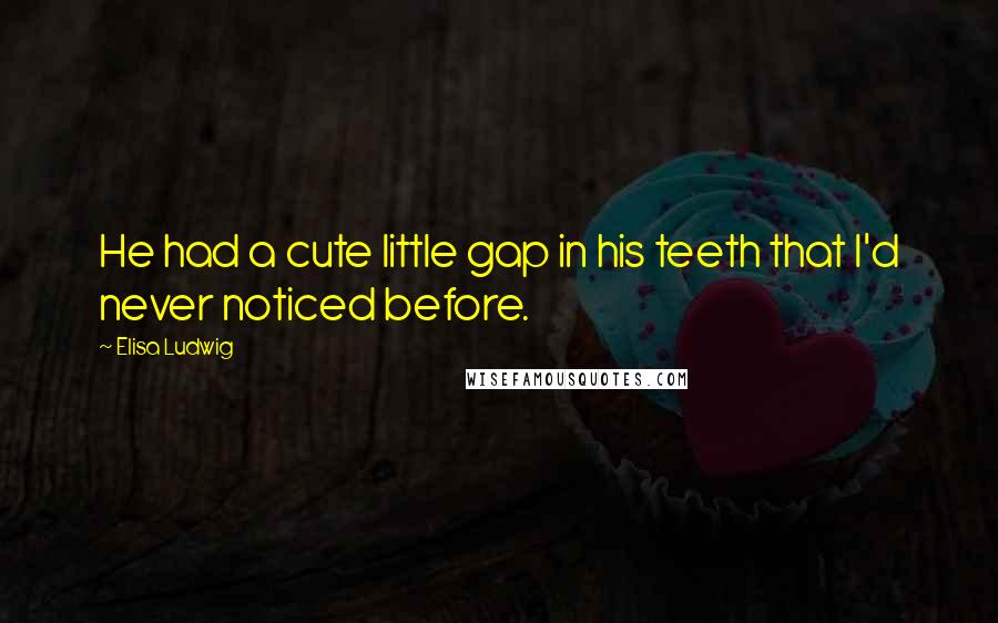 Elisa Ludwig Quotes: He had a cute little gap in his teeth that I'd never noticed before.