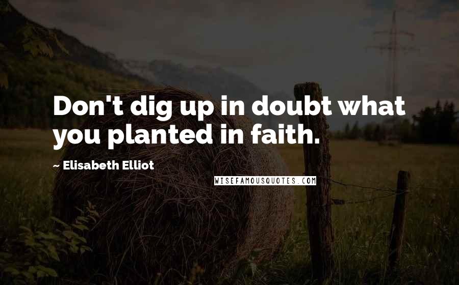 Elisabeth Elliot Quotes: Don't dig up in doubt what you planted in faith.