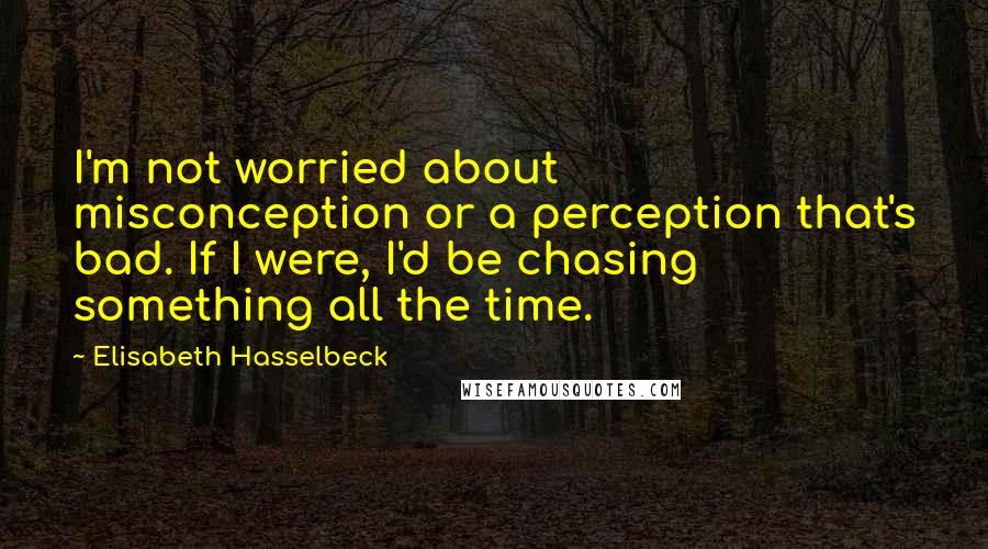 Elisabeth Hasselbeck Quotes: I'm not worried about misconception or a perception that's bad. If I were, I'd be chasing something all the time.